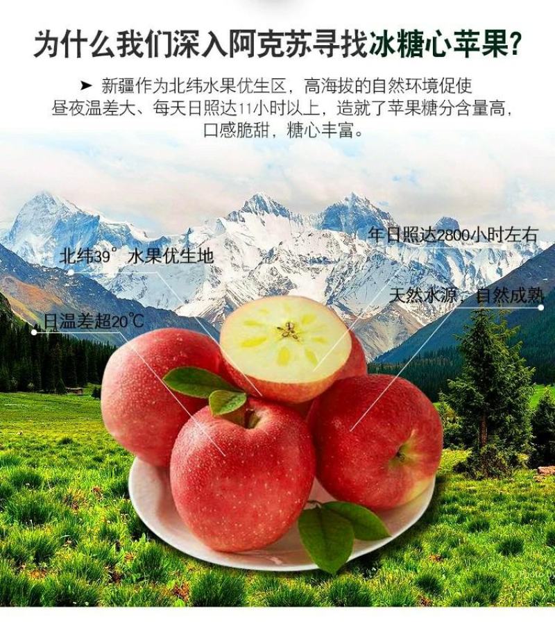 红富士冰糖心苹果精品大果一箱10斤装支持各平台直播精品果