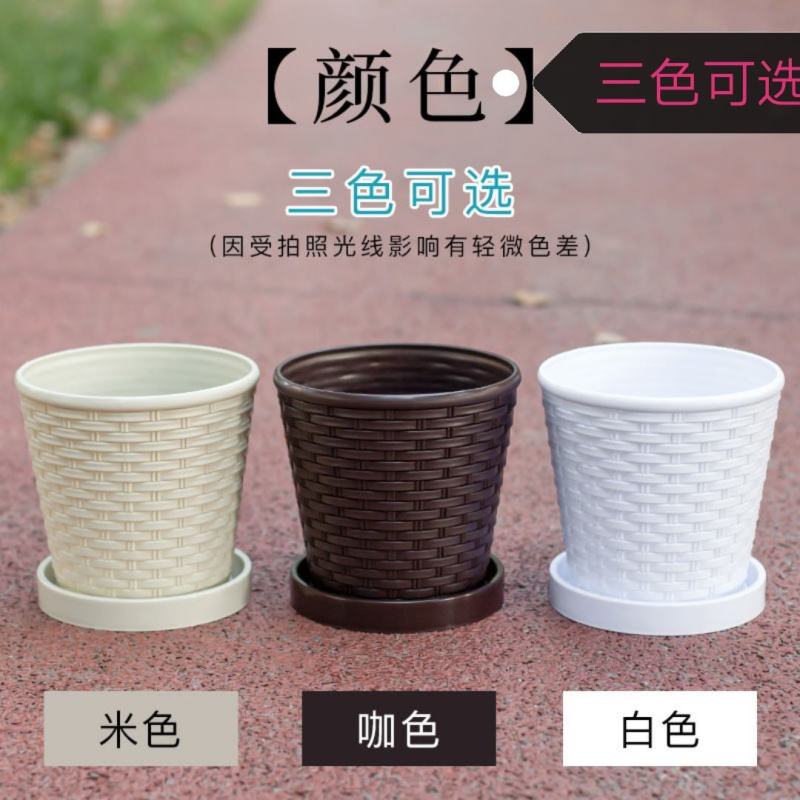 树脂花盆仿竹编款花卉绿植树脂花盆塑料花盆加厚加固多肉花盆