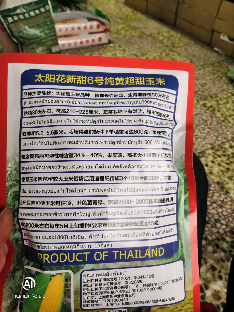 太阳花新甜6号正宗泰国进口系列甜玉米种子