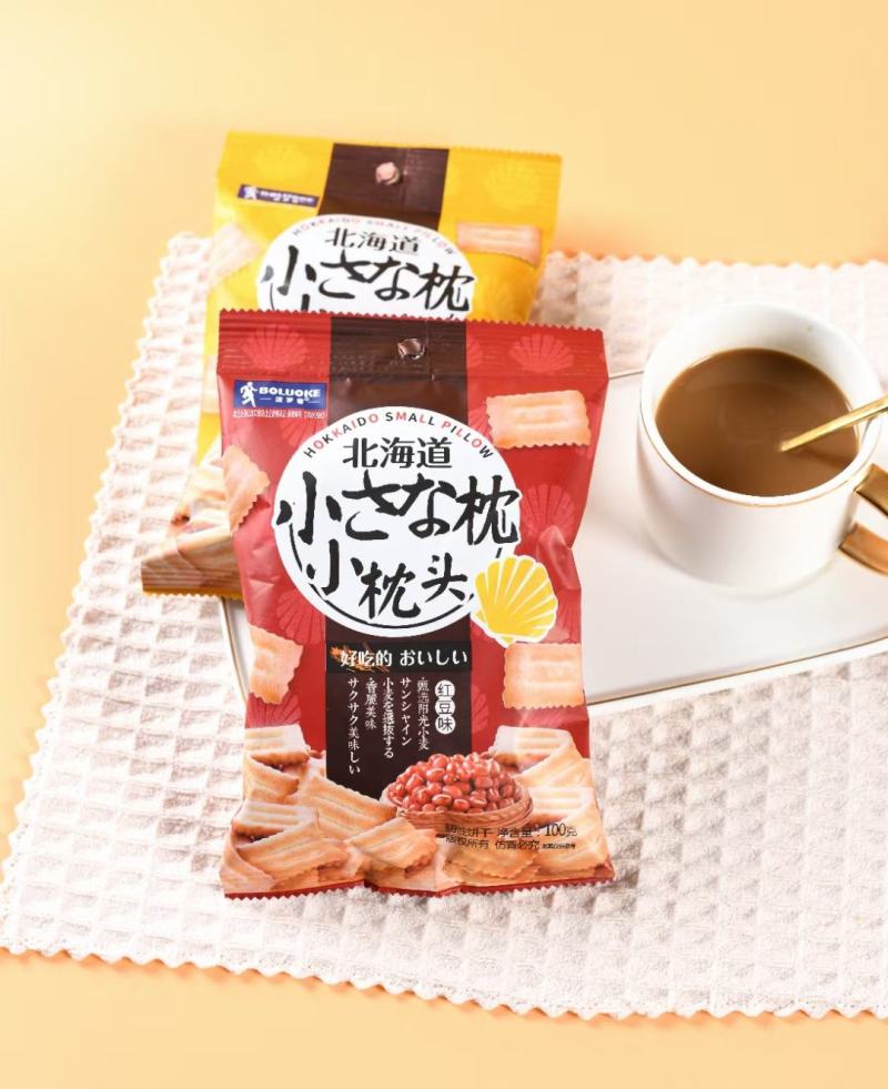 菠罗客北海道小枕头饼干红豆味饼干蛋黄味儿童代餐零食