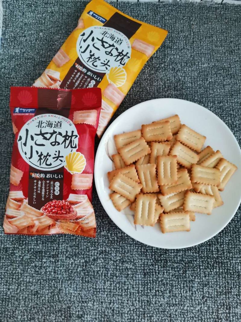 菠罗客北海道小枕头饼干红豆味饼干蛋黄味儿童代餐零食