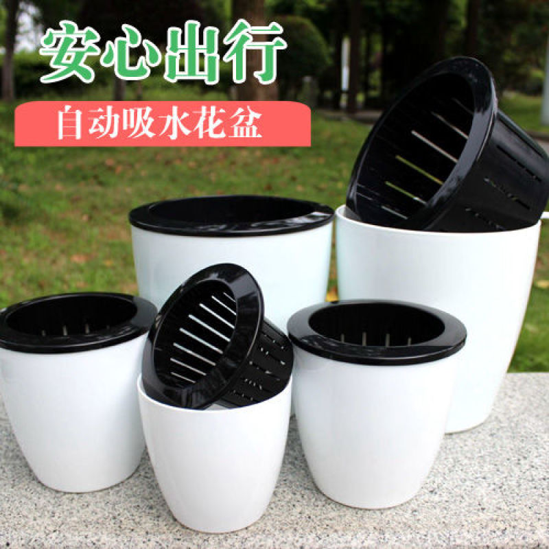 自动吸水懒人花盒选购自动吸水懒人盆厂家直销树脂大号创意