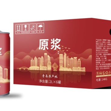 青岛产地原浆啤酒2L麦汁浓度13酒精度5.3发酵28天