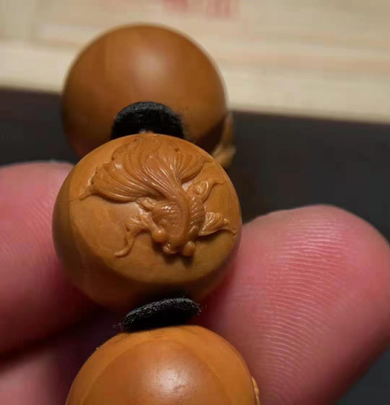 金玉满堂，十分开心，纯手工橄榄核雕刻，看上结缘，看上联系