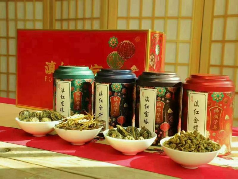滇红金螺/金针/宝塔/龙珠新茶纯芽红茶滇红四宝礼盒装