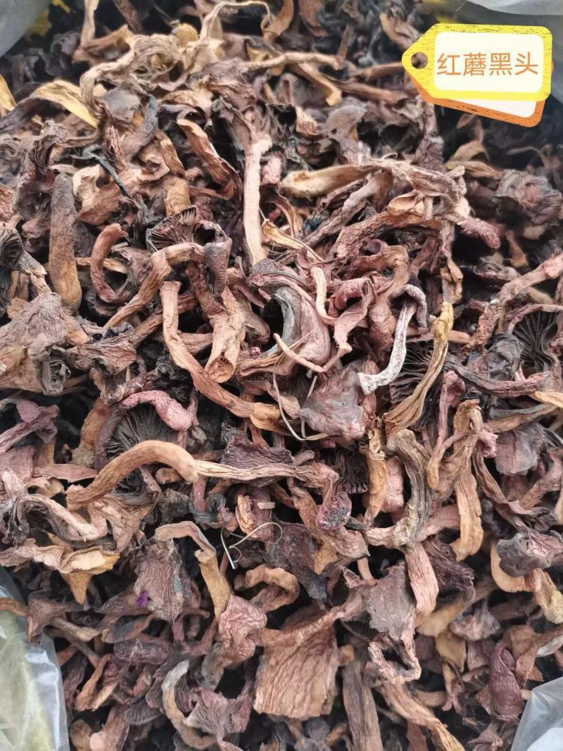 红蘑东北松树伞烘干松蘑鲜干货颜色好无根，红蘑黑头