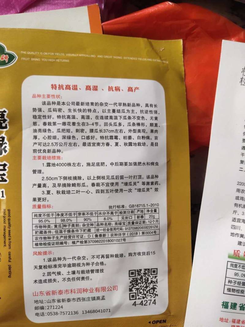 亮绿宝油亮型黄瓜种子