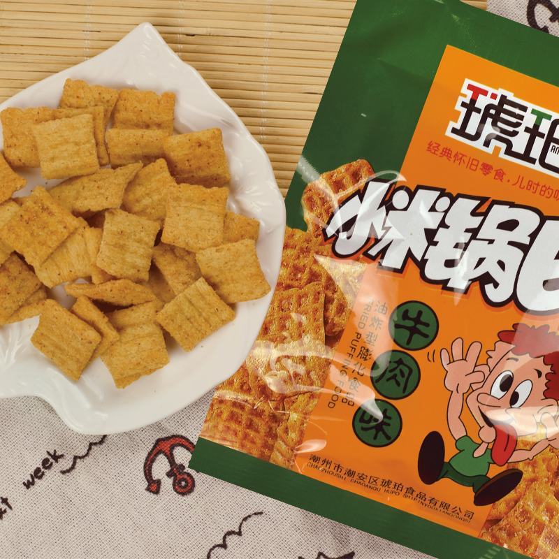琥珀小米锅巴香脆经典饼干薯片零食25克/包整箱超值包邮