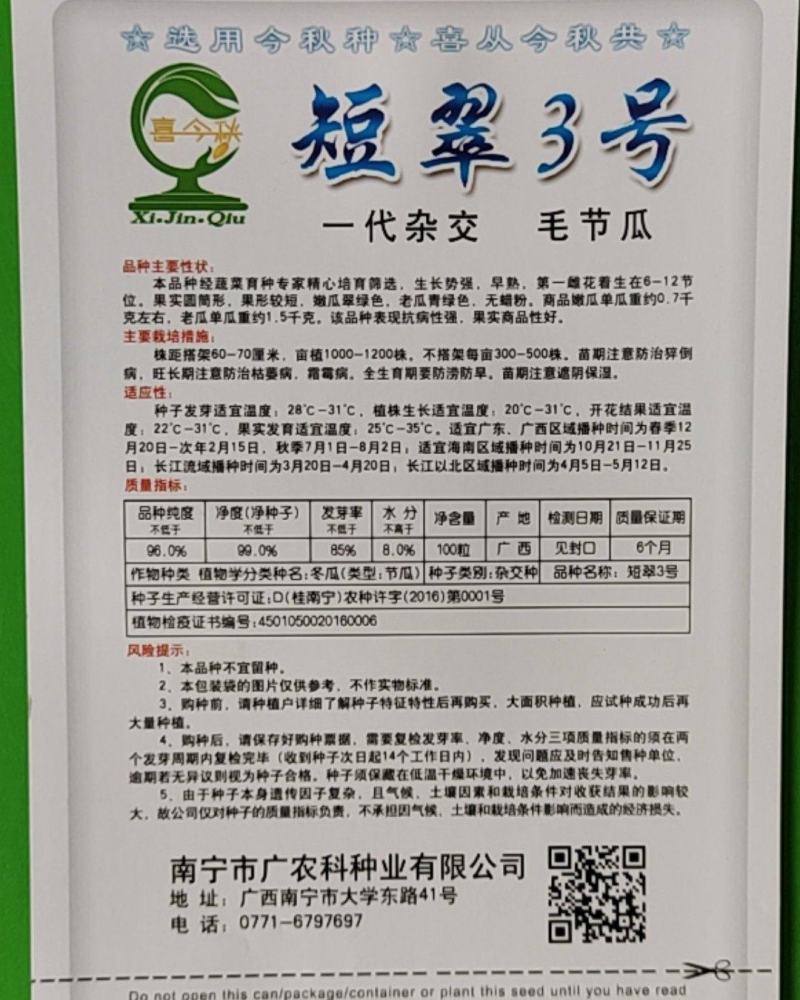 短翠3号甜节瓜早熟皮色翠绿瓜短筒均匀座果力强