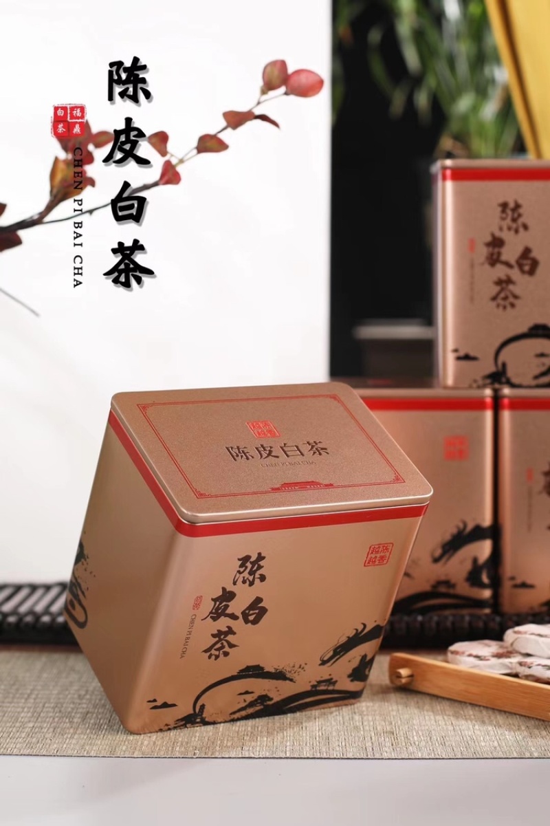 陈皮白茶福鼎白茶与新会陈皮松压小茶饼500g