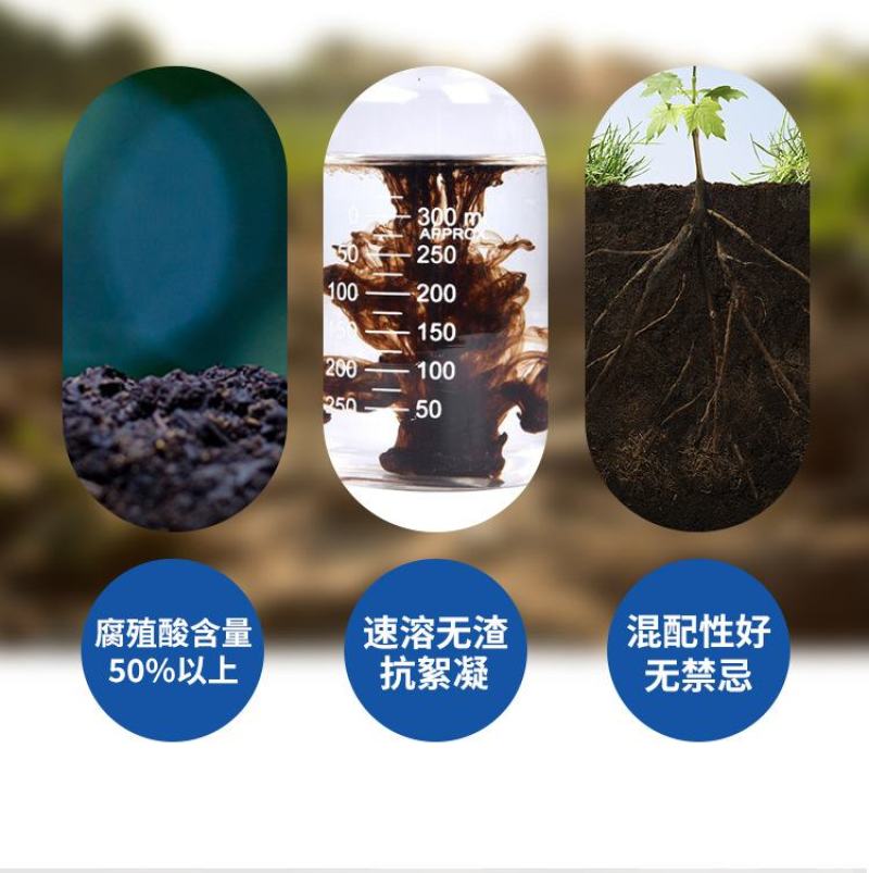 矿源黄腐酸钾生根壮苗易吸收抑碱调酸改土固碳抗重茬防烂根