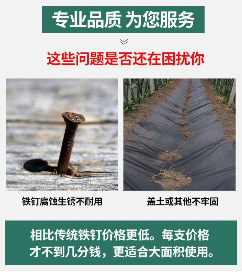 黑色园艺地钉固定地布钉遮阳网防草布地钉大棚农用倒刺塑料地