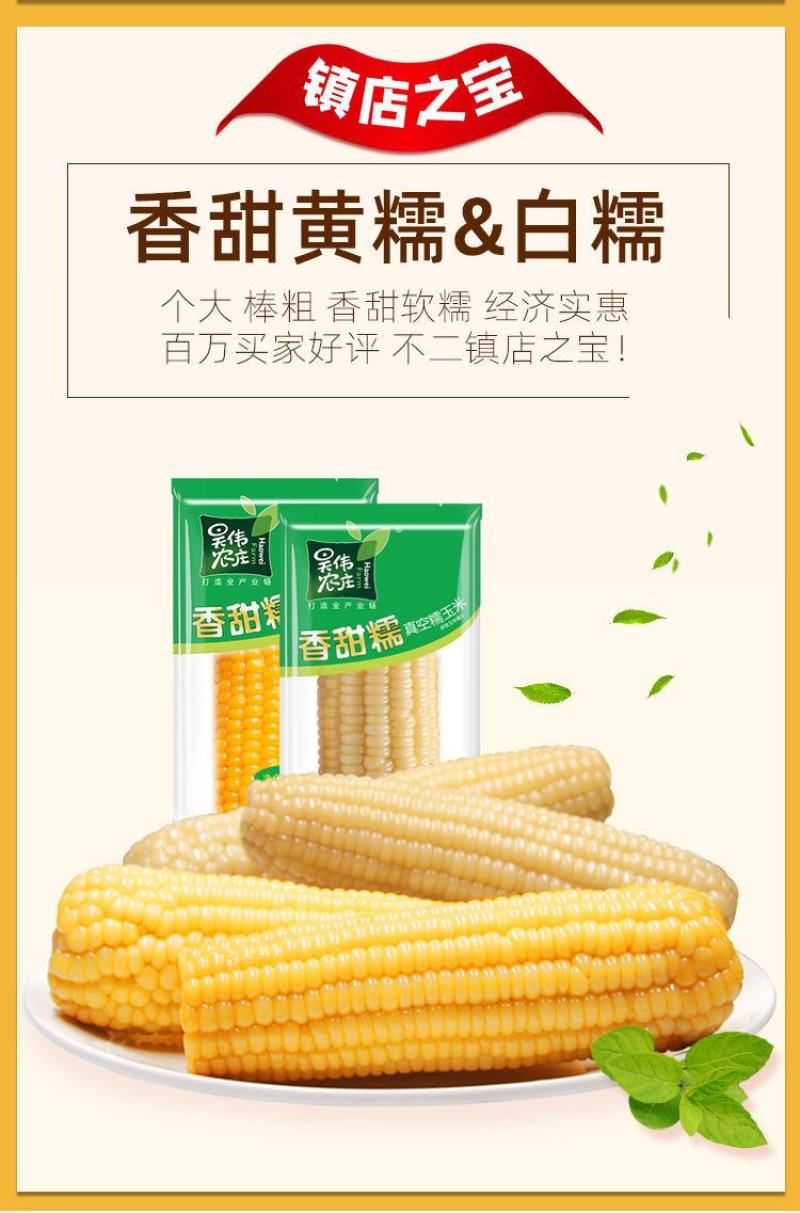 一件代发东北玉米糯玉米新鲜黑龙江粘玉米棒真空即食黏苞米甜