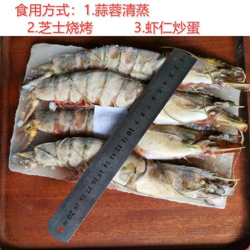 每盒净重1斤4条大鬼虾老虎虾草虾新鲜急冻九节虾一箱10盒