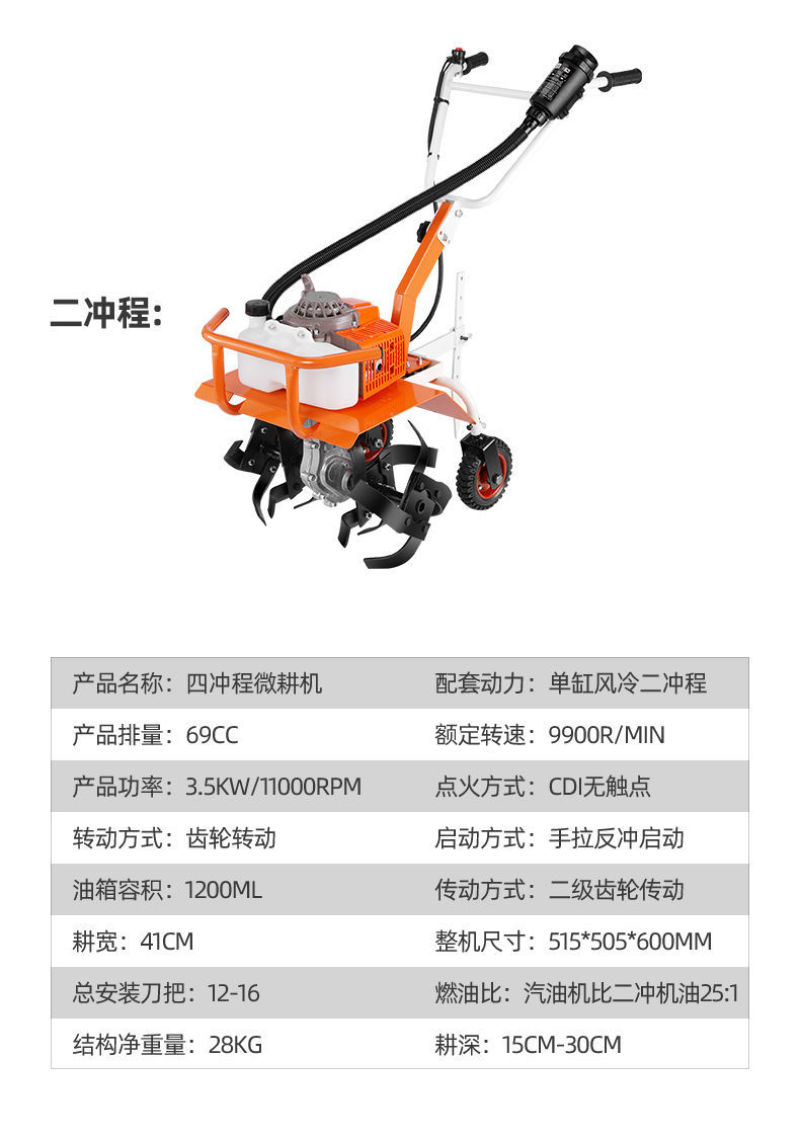 包邮微耕机地机多功能农用山地小型开沟犁地汽油开荒打田松土