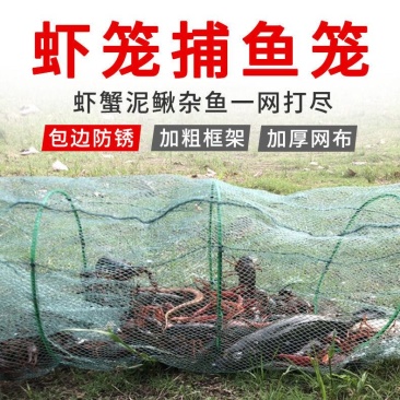 大虾笼折叠地龙捕鱼工具龙虾网鱼网抓鱼笼泥鳅黄鳝笼捕河蟹笼