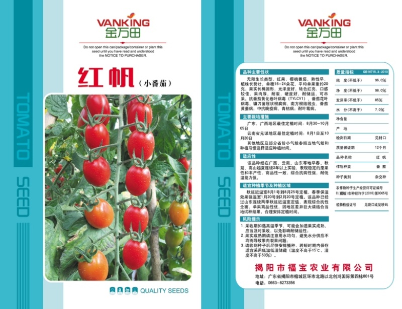 红帆小番茄樱桃番茄圣女果品质小番茄～种子芽率超国标