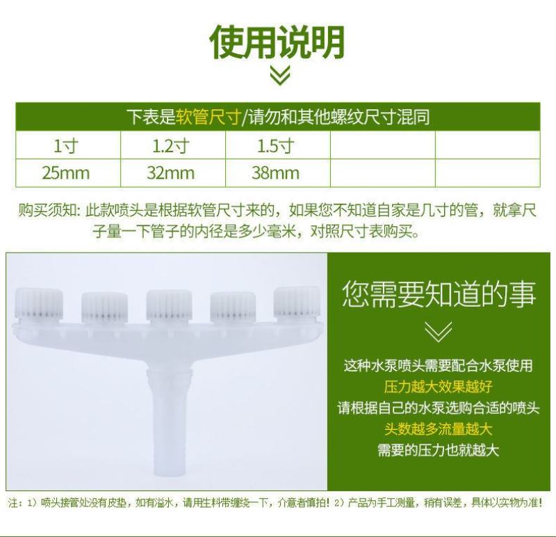 喷头浇水浇花浇地1-1.2寸水管用灌溉大棚园林艺洒水雾化