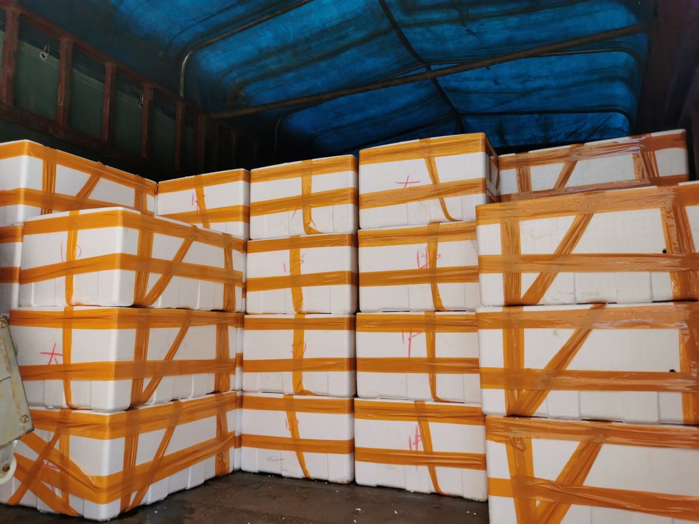 小龙虾运输过程中的冷藏保鲜车