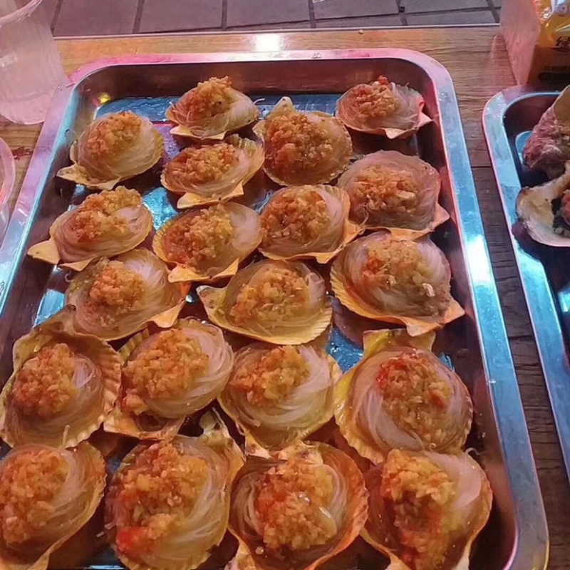 黄金蒜蓉粉丝扇贝半壳扇贝烧烤自助餐200个