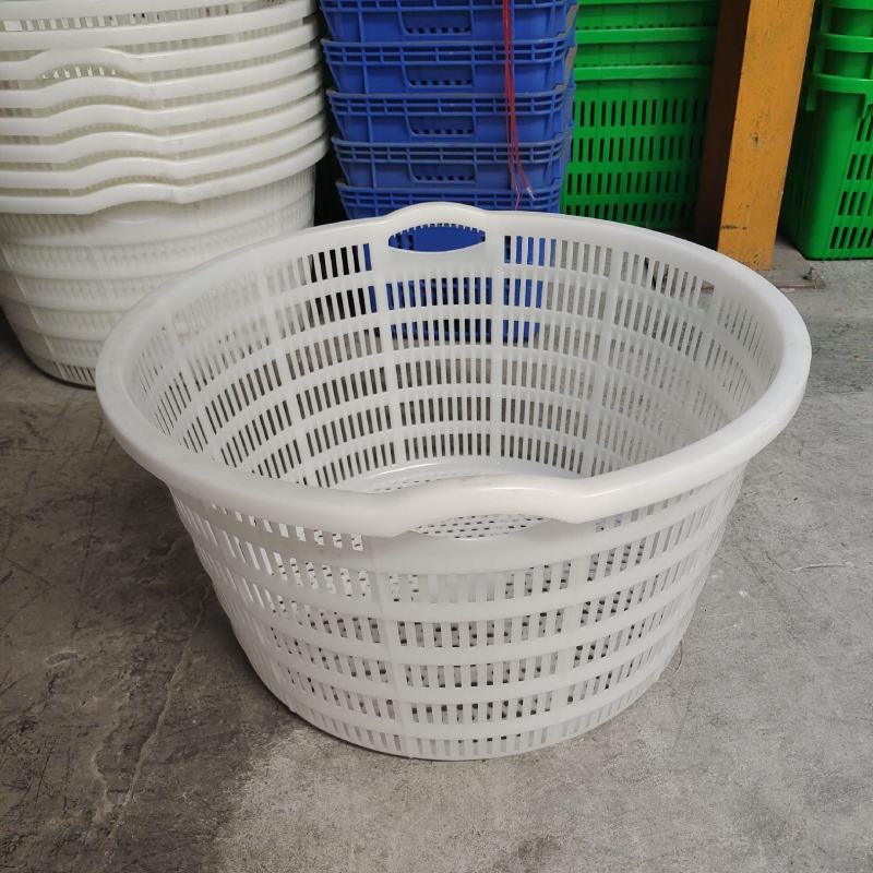 加厚西瓜筐白色圆形大箩筐水果蔬菜周转塑料筐装水产龙虾
