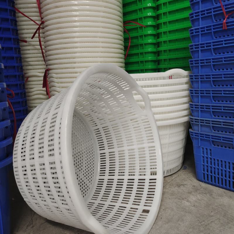 加厚西瓜筐白色圆形大箩筐水果蔬菜周转塑料筐装水产龙虾