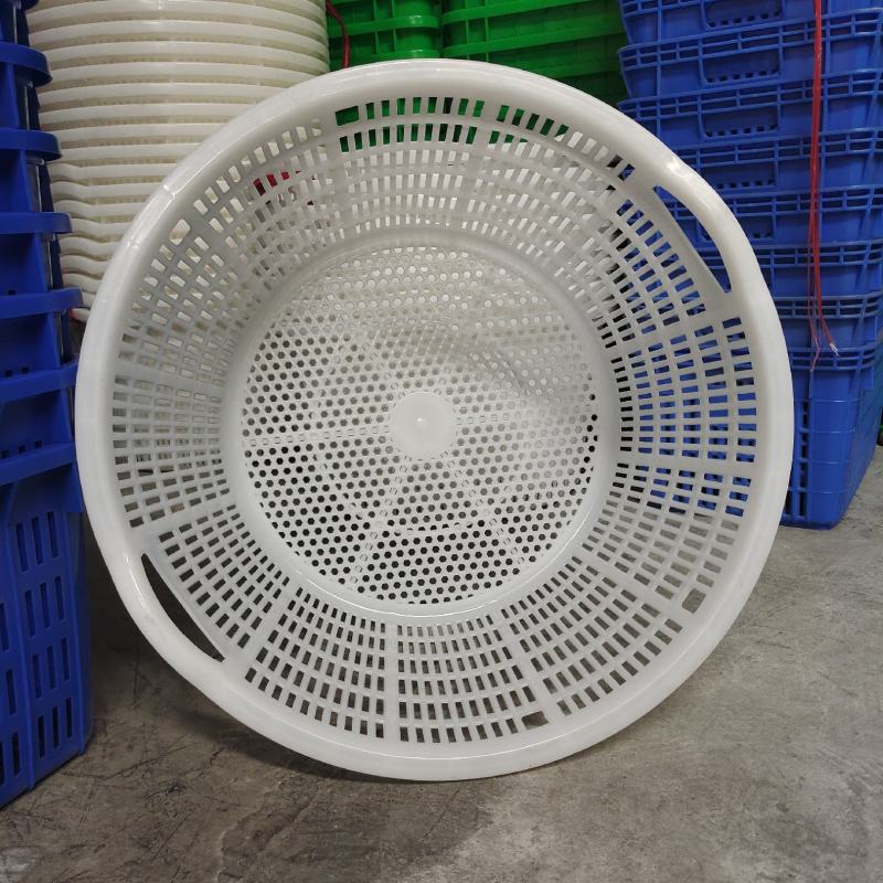 加厚西瓜筐白色圆形大箩筐水果蔬菜周转塑料筐装水产龙虾