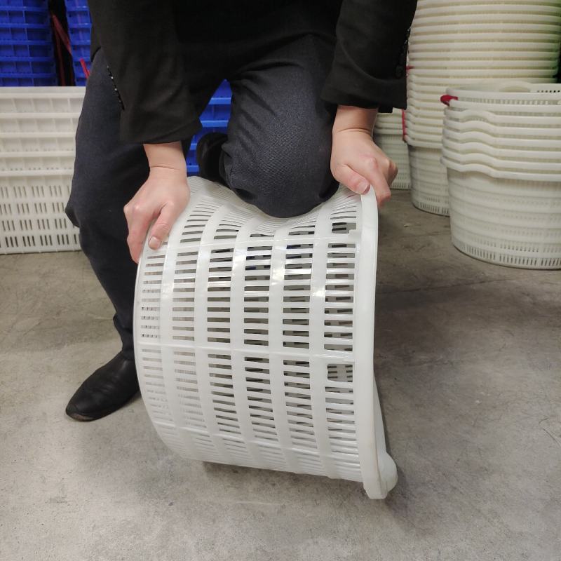 加厚西瓜筐白色圆形大箩筐水果蔬菜周转塑料筐装水产龙虾
