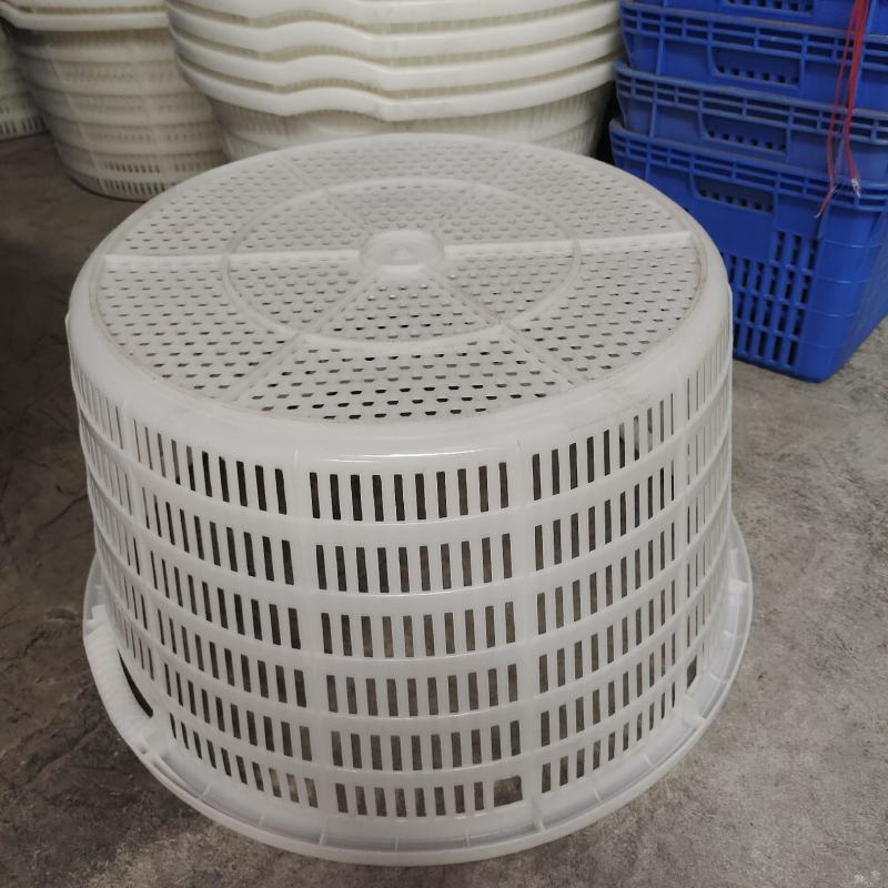 加厚西瓜筐白色圆形大箩筐水果蔬菜周转塑料筐装水产龙虾