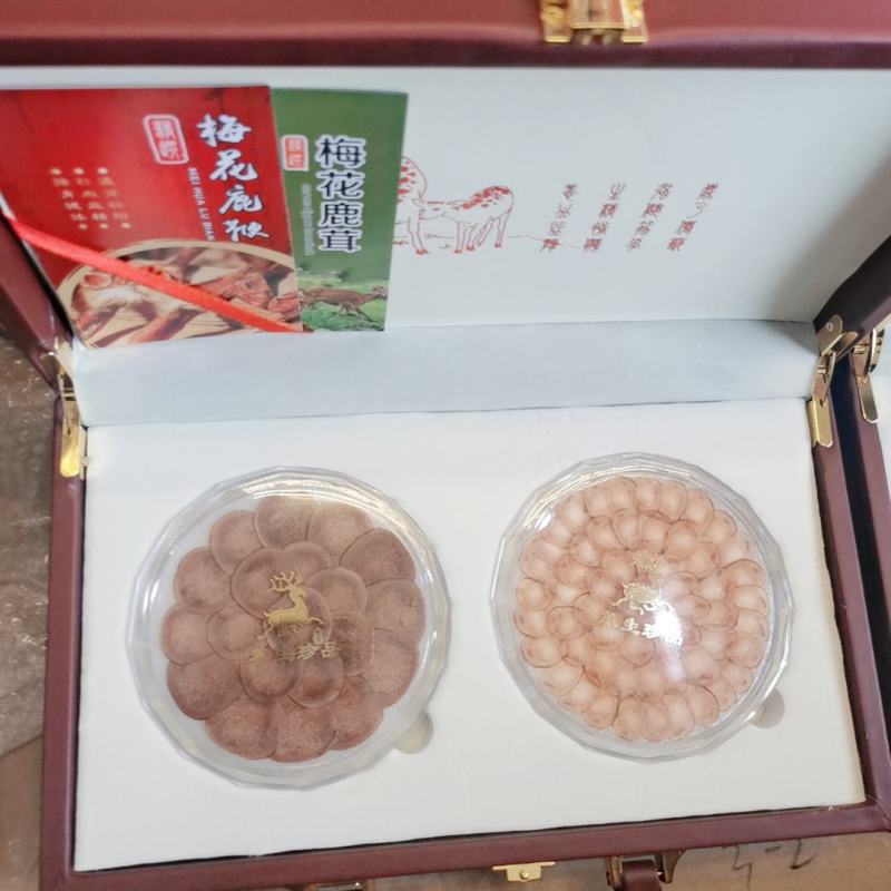 精选梅花鹿宝礼盒鹿茸片+鹿鞭片批发