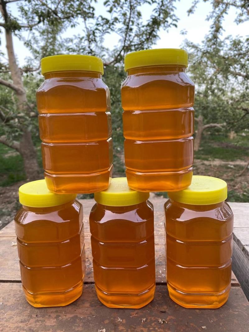 阿克苏冰糖心苹果花土蜂蜜，品质纯一公斤一瓶，一瓶起发货。