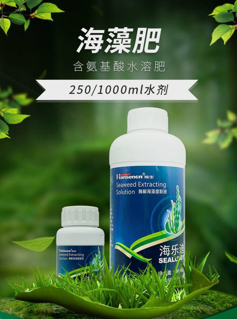 瀚生海乐迪酶解海藻提取液蕃茄辣椒黄瓜保花保果控旺全营养肥