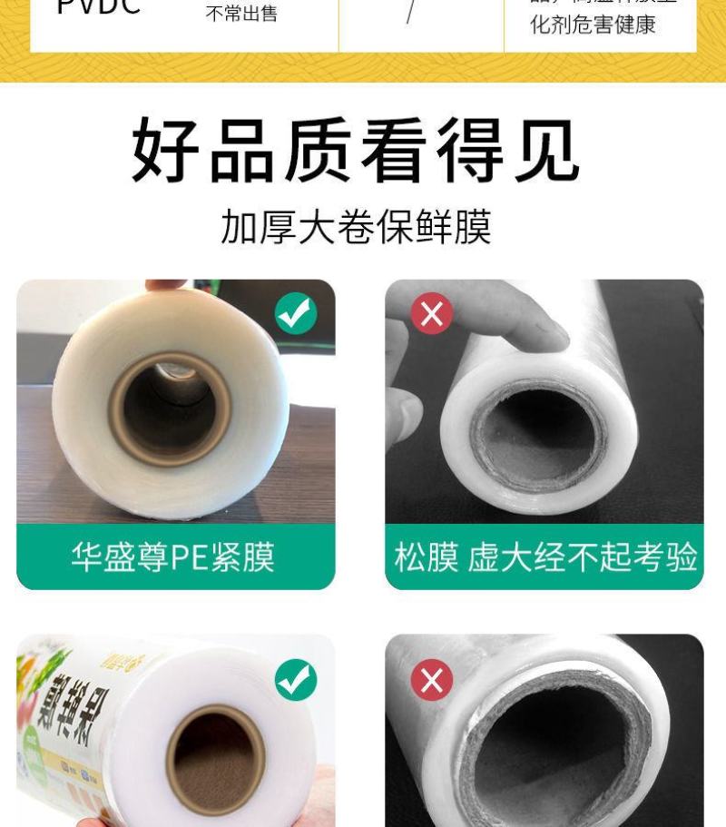 【产地】保鲜膜PE食品级厨房家用耐高温大卷超市商用