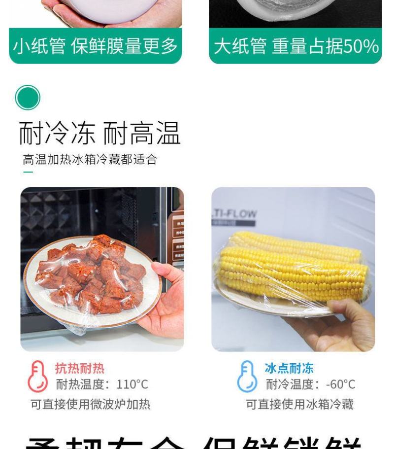 【产地】保鲜膜PE食品级厨房家用耐高温大卷超市商用