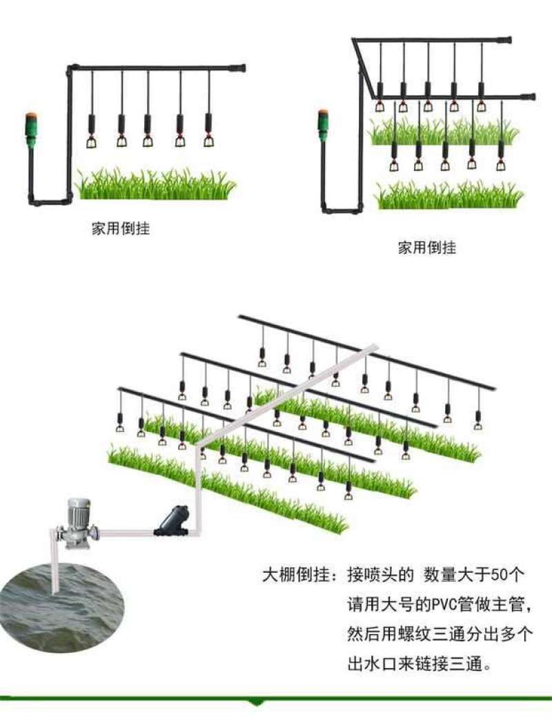 大棚吊挂微喷温室大棚降温吊喷旋转雾化蔬菜果树微喷