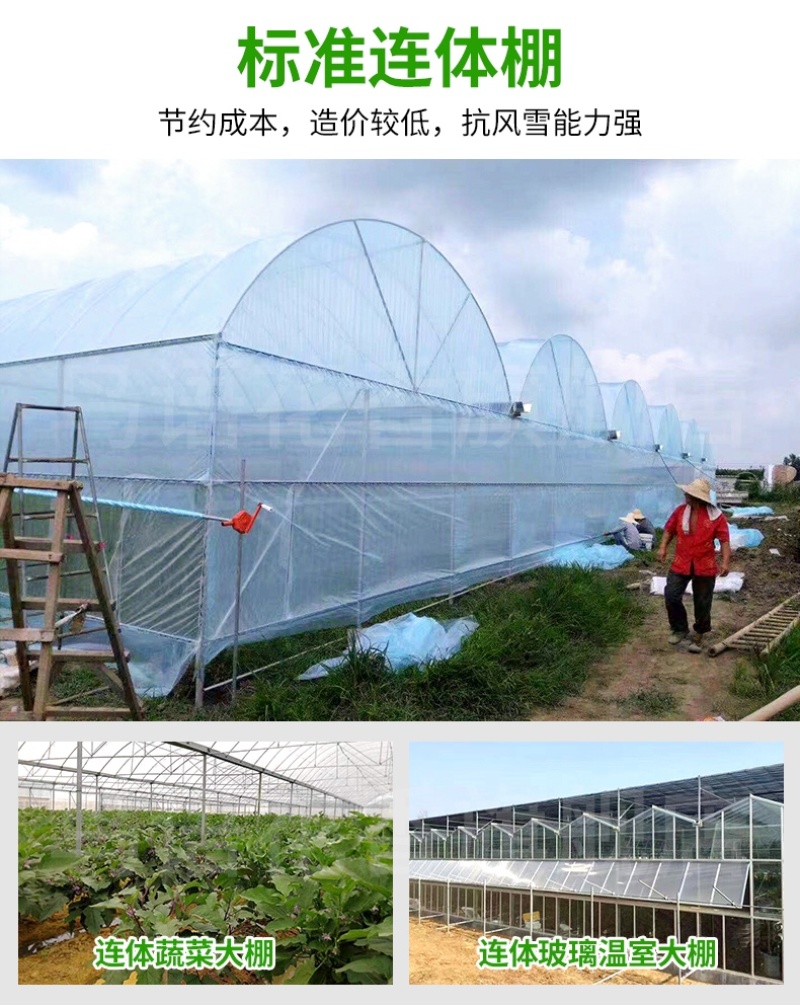 温室骨架蔬菜花卉联栋温室骨架工厂生产商养殖可定制镀锌温室