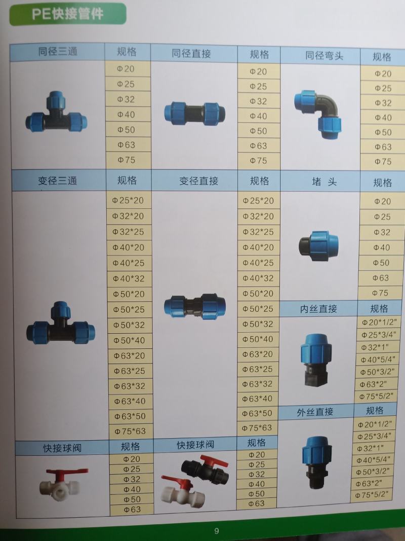 PE管快接管件快接正三通同径三通外连管件阀门