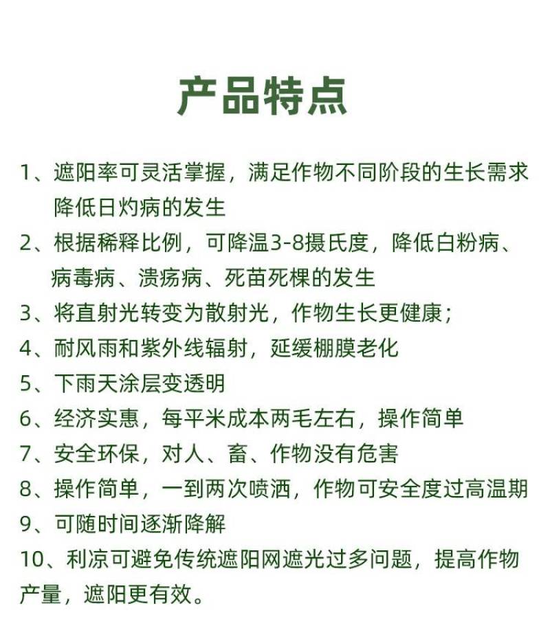 大棚降温剂立凉温室蔬菜防晒剂大棚降温遮阳涂料