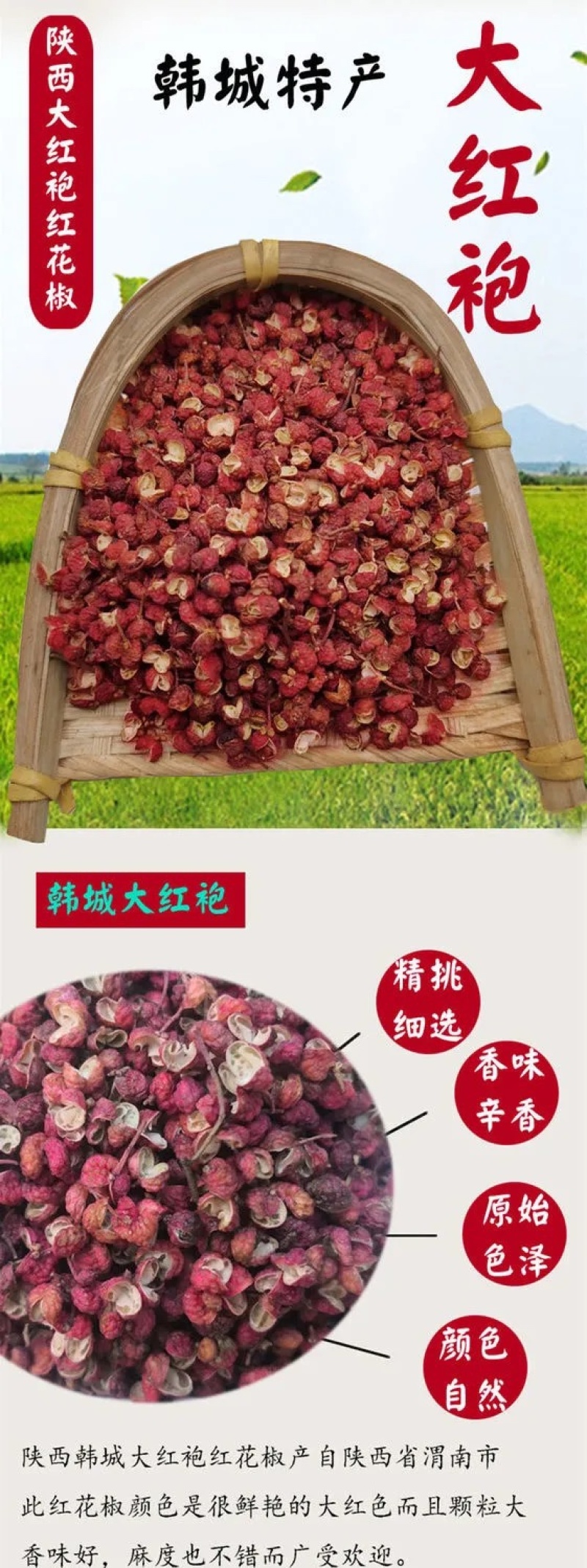 特级陕西大红袍花椒特红韩城四川干花椒味好不掺