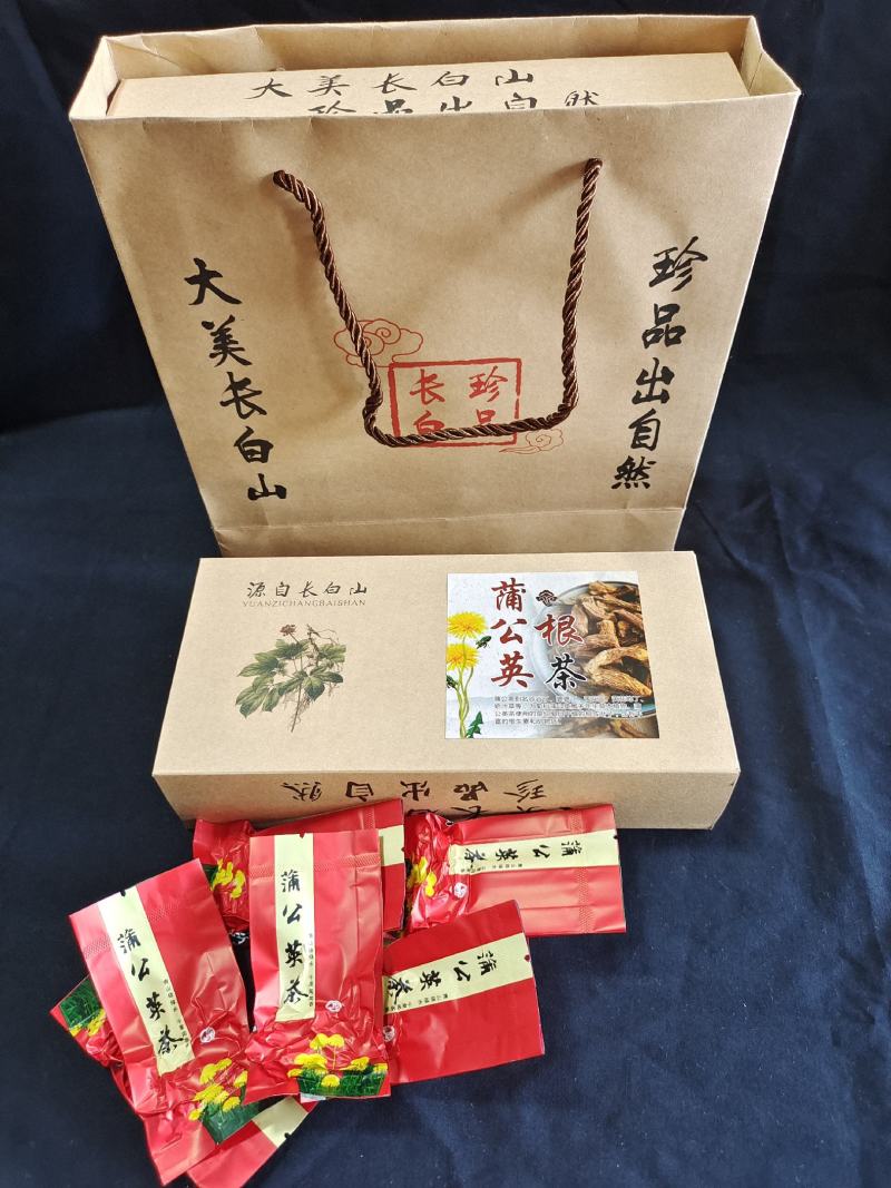 蒲公英根茶，礼盒装，每盒22包，每包五克，两盒一拎兜