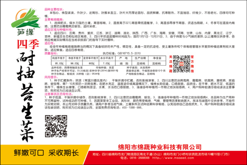 四季耐抽苔生菜/生菜种子/叶菜种子/蔬菜种子/绵蔬