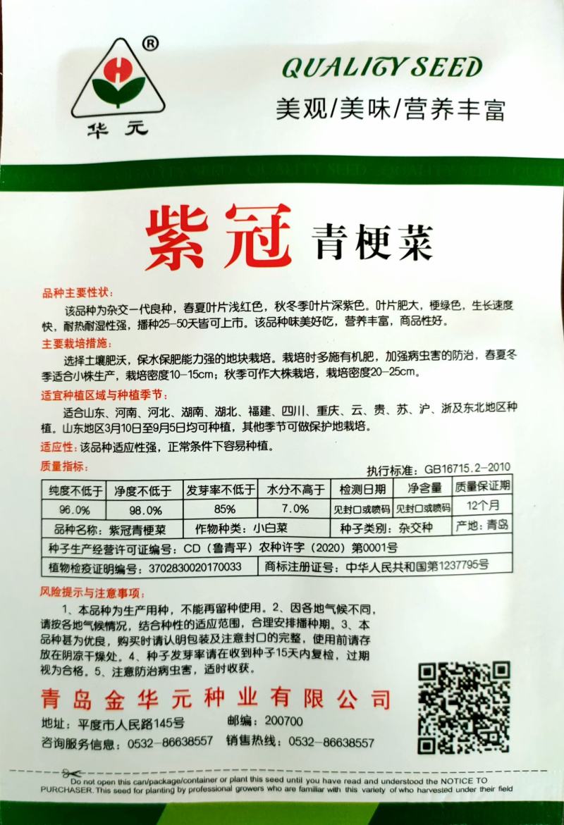紫红青梗菜种子紫叶小青菜种子红色青梗菜种子