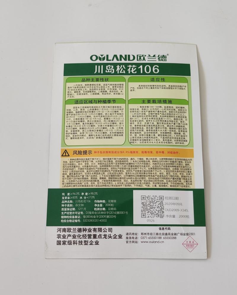 川岛松花106松花菜种子一代杂交花球圆整厚实米粒细小