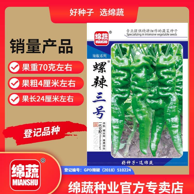 螺辣三号/辣椒种子/螺丝椒种子/蔬菜种子/绵蔬种业