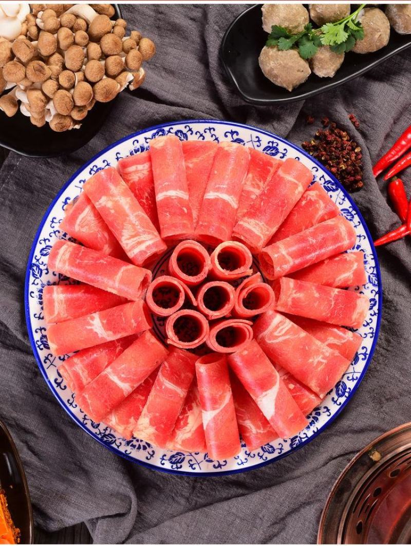 雪花肥牛卷新鲜涮火锅食材工厂批发烤煎肥牛肉卷调理牛肉包邮
