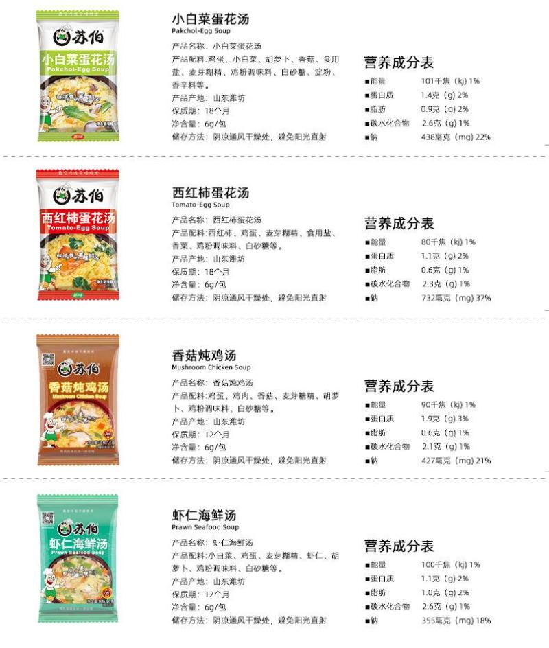 紫菜蛋花汤6克冲泡即食苏伯鸡蛋汤鲜蔬芙蓉汤菠菜蛋花汤速食