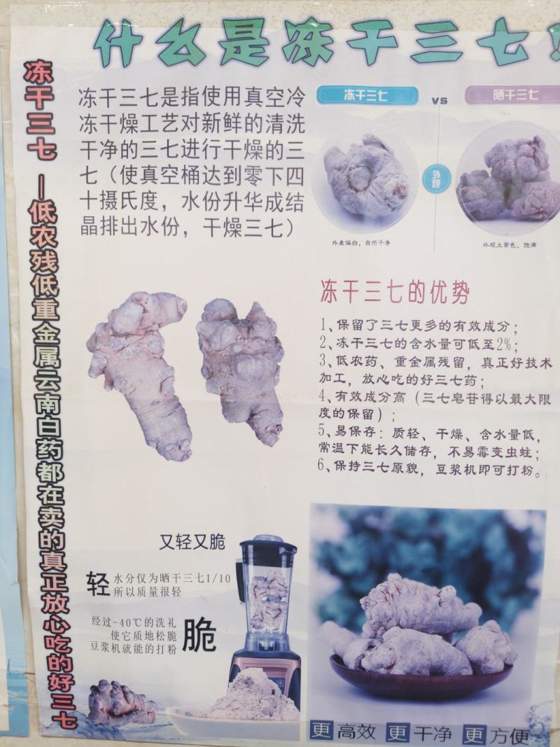 云南文山特产冻干三七