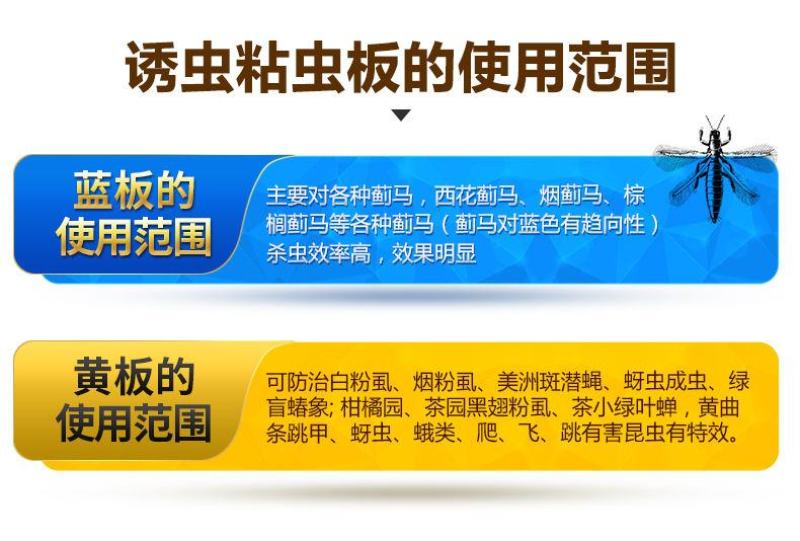 双面粘虫板蓝色诱虫板大棚果园茶园灭多种害虫粘蝇纸黄色粘板