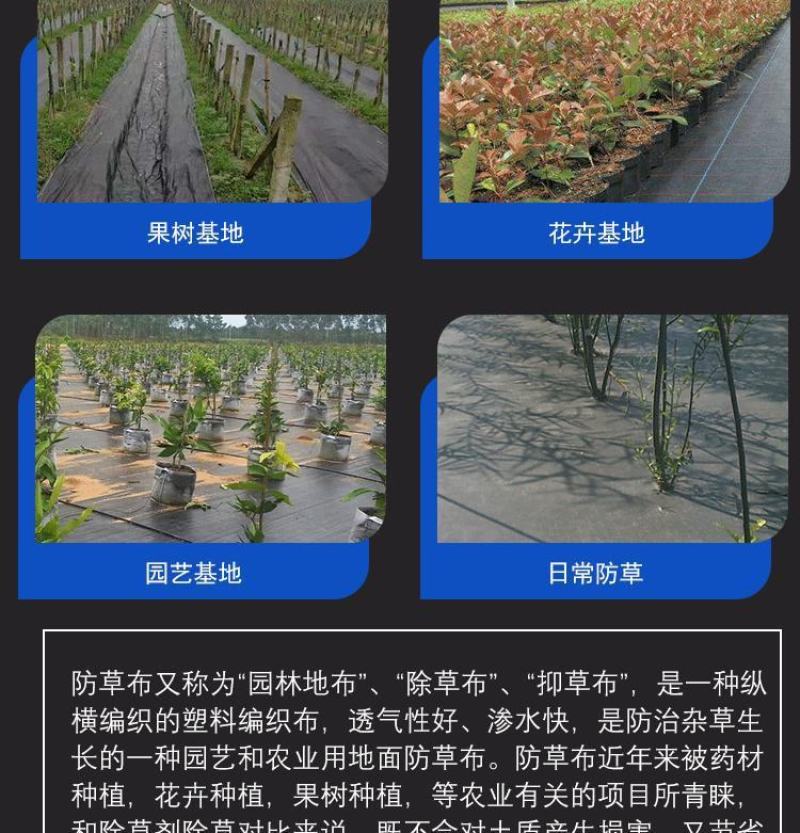 防草布除草布农用果树果园大棚可抗老化耐用渗水保湿黑色地膜