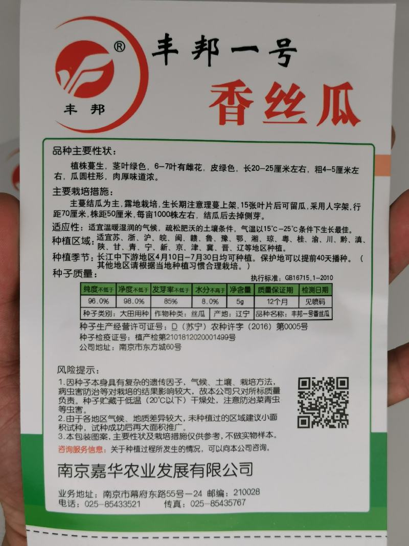 丰邦一号短油皮丝瓜种子25厘米油丝瓜种白籽原装发货